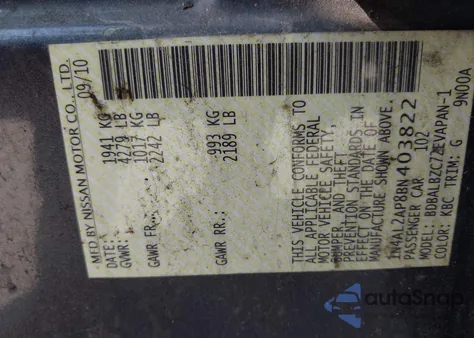 2011 Nissan Altima 2.5 S from USA, damaged, VIN 1N4AL2AP8BN403822